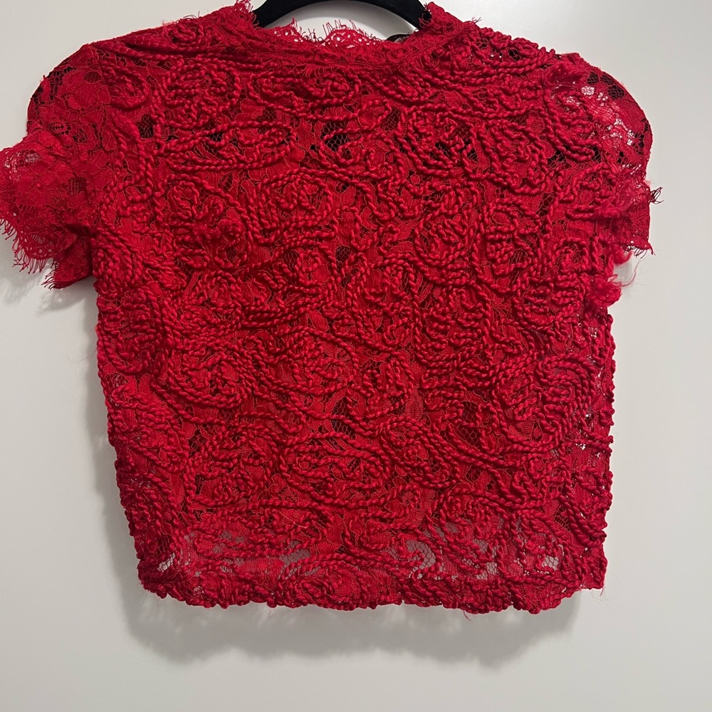 Zara Vibrant Red Lace Blouse